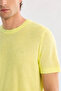Men's Neon Green Crew Neck Knitwear Regular Fit T-Shirt A41Y5074 - 2