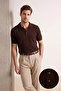 Kahverengi Regular Kesim Dokulu Yumuşak Triko Polo Yaka T-shirt TMNSS26PO00023