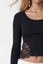 Black Wide Collar Waist Lace Detailed Knitted Blouse Alc-X15039 - 3
