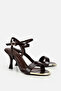 Women's Brown Gold Toe Detail Thin Strap High Heel Sandals - 2