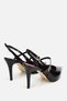 Women's Black Patent Leather Pointed Toe Buckle Open Back High Heeled Stylish Shoes - 3