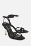 Women's Black Cross-Strapped Suede Gold Heeled High Heels Sandals - 2