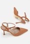 Women's tobacco Suede pointed toe ankle strap Stiletto Heel shoes - 8