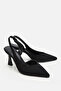 Women's black pointed toe open back mid heel shoe - 2