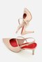 Women's Nude Patent Leather Pointed Toe Buckle Open Back High Heeled Stylish Shoes - 7