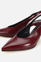 Women's Burgundy Pointed Toe Wrinkled Patent Leather Open Back Mid-Heeled Shoes - 3