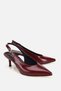 Women's Burgundy Pointed Toe Wrinkled Patent Leather Open Back Mid-Heeled Shoes - 2
