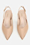 Women's beige pointed toe open back mid-heeled shoes - 7