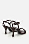 Women's Brown Gold Toe Detail Thin Strap High Heel Sandals - 3
