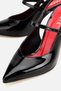 Women's Black Patent Leather Pointed Toe Buckle Open Back High Heeled Stylish Shoes - 4