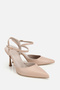 Women's Nude Pointed Toe Ankle Strap Stiletto Heel U Shoes - 2