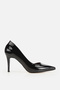Women's Black Patent Leather Pointed Toe High Heeled Stylish Shoes