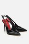 Women's black pointed toe patent leather high heel elegant shoes - 2