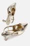 Women's Gold Pointed Toe Gold Buckled Open Back Stiletto Heel U Evening Dress Shoes - 6