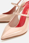 Women's Nude Patent Leather Pointed Toe Buckle Open Back High Heeled Stylish Shoes - 4