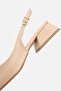 Women's beige pointed toe open back mid-heeled shoes - 6