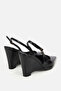 Women's Black Crocodile Patterned Pointed Toe Shoes, Pack of Wedge Heel - 3