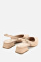 Women's beige pointed toe open back mid-heeled shoes - 3
