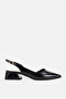 Women's Black Patent Leather Pointed Toe Open Back Low Heel Shoes