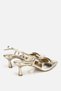 Women's Gold Pointed Toe Gold Buckled Open Back Stiletto Heel U Evening Dress Shoes - 3