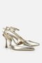 Women's gold ankle strap pointed toe Stiletto Heel u evening dress shoes - 2