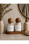 Set of 2 Glass Cotton Containers with Wooden Ball Lids – with Wooden Stand |   White Label (Cotton & Cotton Bud) - 4