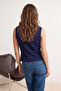 Lacivert Fitted/Vücudu Saran Düğme Detaylı Triko Yelek TWOSS26YE00071 - 4