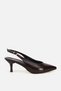 Women's Brown Pointed Toe Wrinkled Patent Leather Open Back Mid Heel Shoes