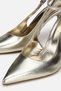 Women's gold ankle strap pointed toe Stiletto Heel u evening dress shoes - 4