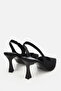 Women's black pointed toe open back mid heel shoe - 3