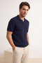 Lacivert Regular Kesim Dokulu Yumuşak Triko Polo Yaka T-shirt TMNSS26PO00023 - 2