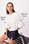 Ecru Oversize/Wide Fit Batwing Sleeve Short Sleeve Interlock Knitted T-Shirt Twoss26Ts00143