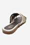 Alisha Gold Genuine Leather Knitted Strap Women's Slippers - 5