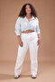 Beyaz Yüksek Bel Comfort/Orta Esnek Straight Fit Büyük Beden Jeans TBBSS25CJ00019
