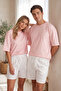 Unisex Powder Oversize/Wide Cut Basic 100% Cotton T-Shirt Tmnss22Ts0318