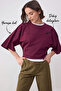 Wardrobe Essentials-Mürdüm Geniş Kalıp Yarasa Kol Pamuk Örme T-Shirt TWOSS26TS00047