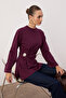 Bordo Yumuşak Kumaş Toka Detaylı Örme Tunik TCTAW26UK00000 - 2