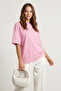 Açık Pembe %100 Kalın Pamuklu Oversize/Geniş Kalıp Örme T-Shirt TWOSS23TS00040 - 2