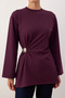 Bordo Yumuşak Kumaş Toka Detaylı Örme Tunik TCTAW26UK00000 - 3