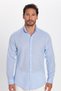 Men's Slim Fit Slim Fit Long Sleeve Linen Premium Series Buttoned Lapel Sports Blue Shirt