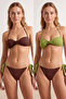 Brown Khaki Color Block Strapless Covered Reversible Bikini Set Tbess26Bt00165