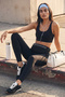 Black Premium Polyamide Fabric Supportive/Shaping Knitted Sports Bra Thmss26Ss00011