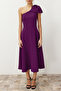 Mürdüm A-Kesim Fiyonk Detaylı Dokuma Şık Abiye Elbise TPRSS24EL00105 - 2