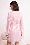Pembe Kuşaklı Dantelli Viskon Örme Sabahlık THMSS22SB0006 - 4