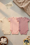 Premium Corded Fabric 100% Organic Cotton 3-Piece Baby Girl Short Sleeve Bodysuit Snap Badi Set - 2