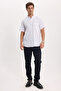 Men's regular fit classic cut 100% Cotton short sleeve Checked Linen Pocketed effect shirt - 2