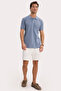 Men's Slim Fit 100% Cotton Short Sleeve Polo Collar Indigo T-Shirt - 2