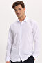 Modern Slim Fit Long Sleeve Cotton Easy-Iron Dobby Men's White Shirt - 4