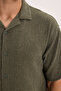 Men's relaxed fit soft knit short sleeve khaki shirt - 3