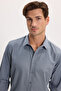 Modern Slim Fit Long Sleeve Cotton Easy-Iron Dobby Gray Men's Shirt